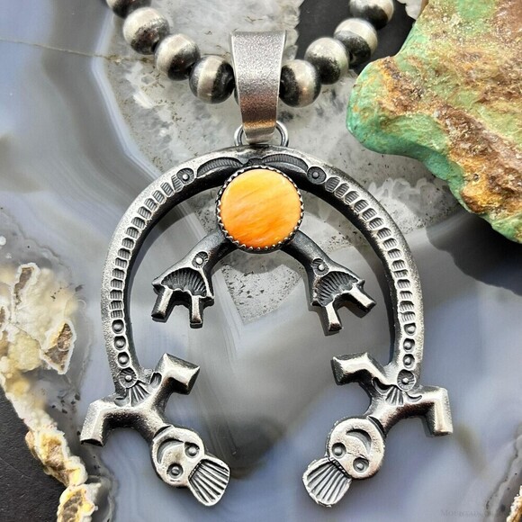 Eva & Linberg Billah Native American Sterling Orange Spiny Oyster Naja Pendant